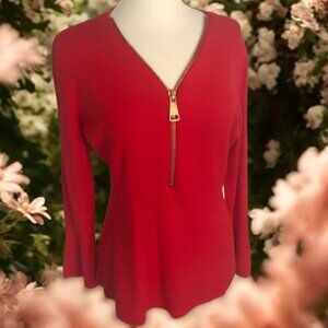 Super Soft Red Zipper Sweater